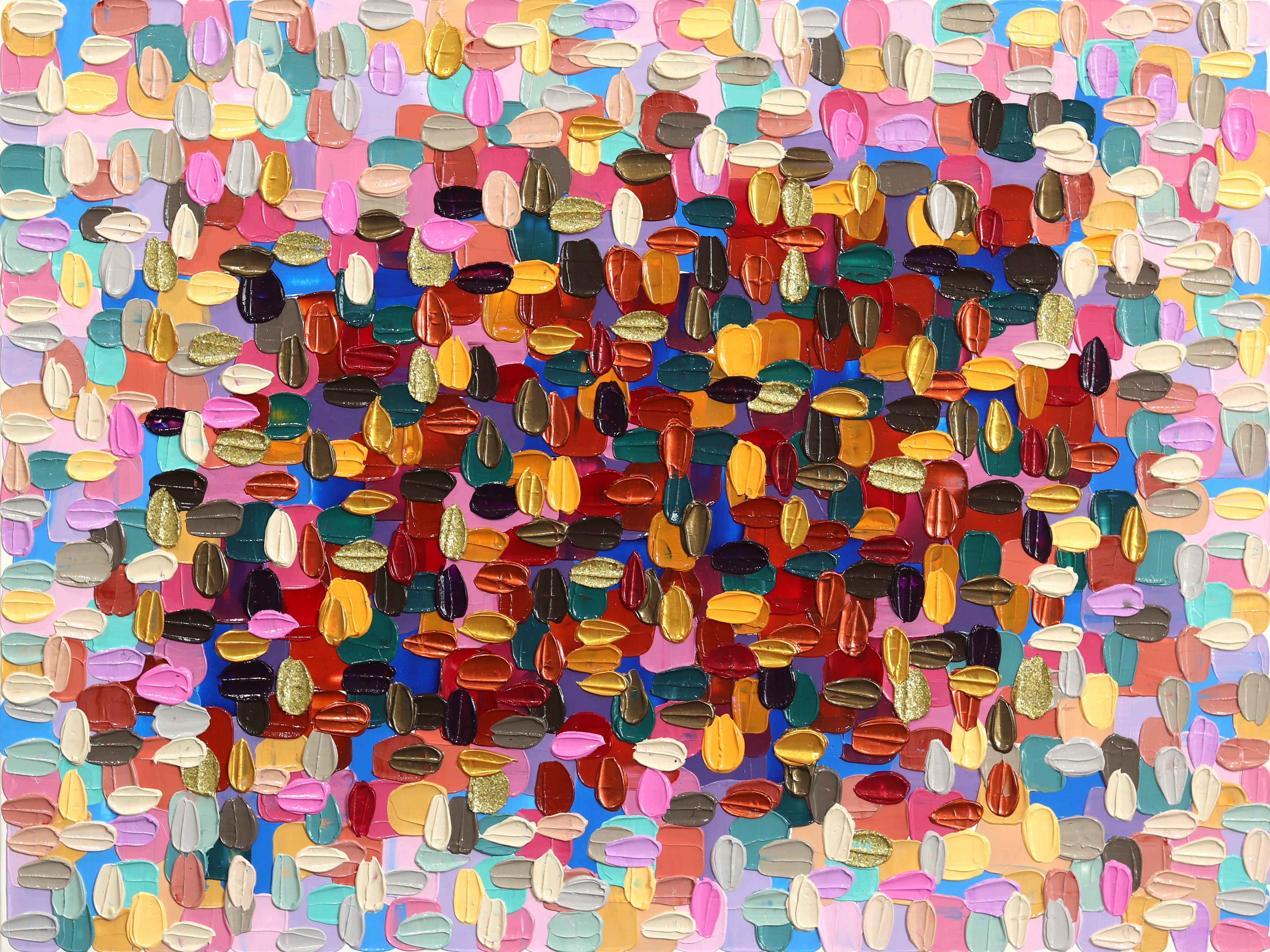 Straight Into the Middle - Pittura astratta colorata con un impasto vivace e spesso