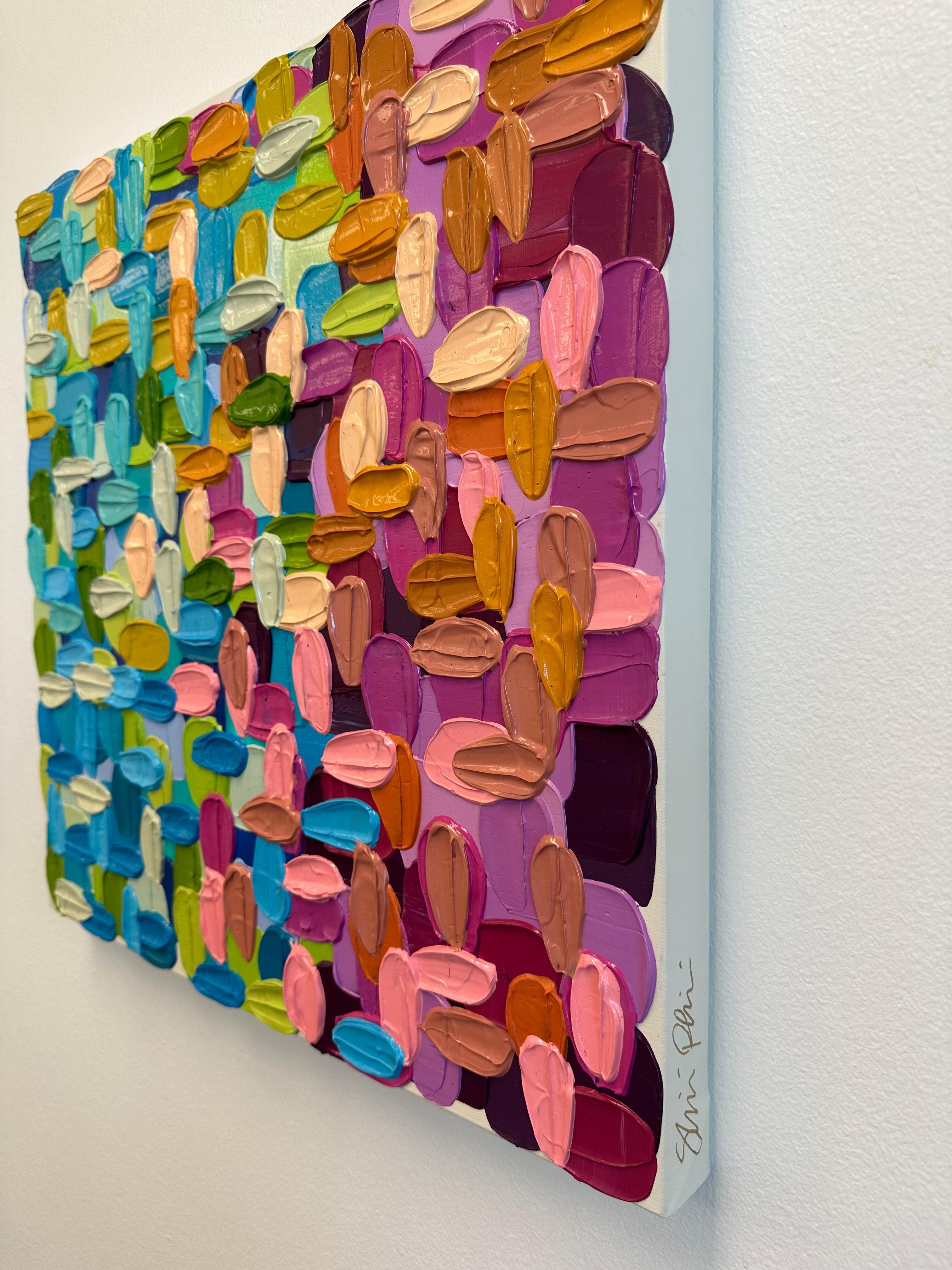 Sommer – Pixeliertes, farbenfrohes Arcylic-Gemälde (Abstrakter Expressionismus), Painting, von Shiri Phillips