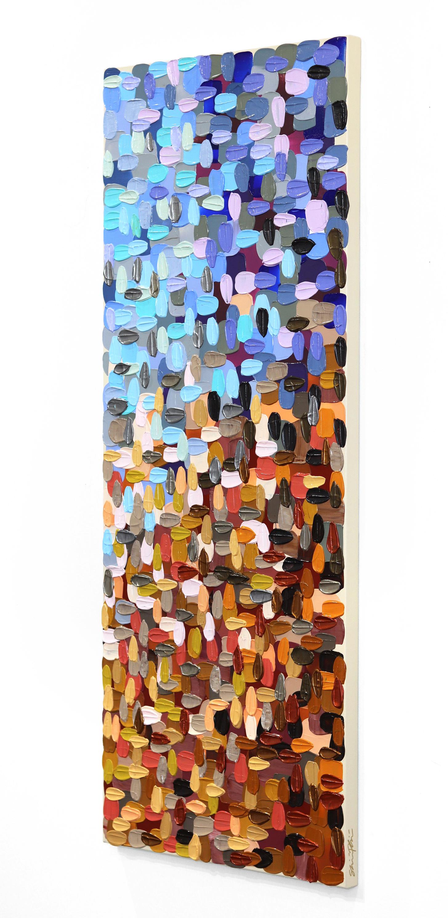 « coucher de soleil » - Peinture épaisse et abstraite colorée en vente 1