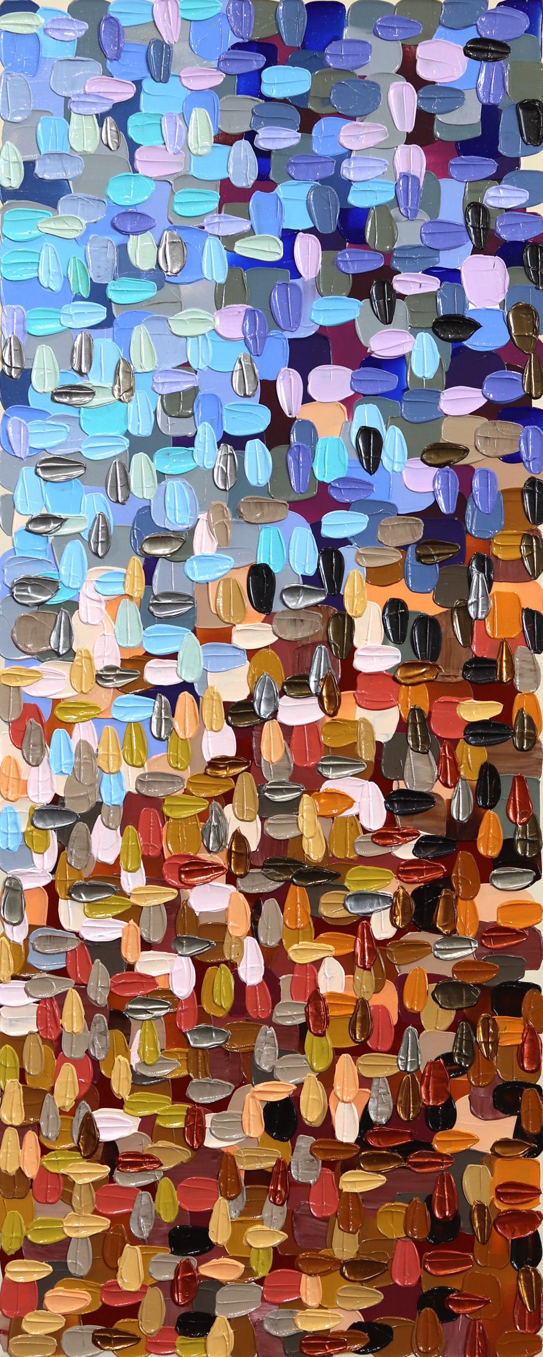 « coucher de soleil » - Peinture épaisse et abstraite colorée - Art de Shiri Phillips