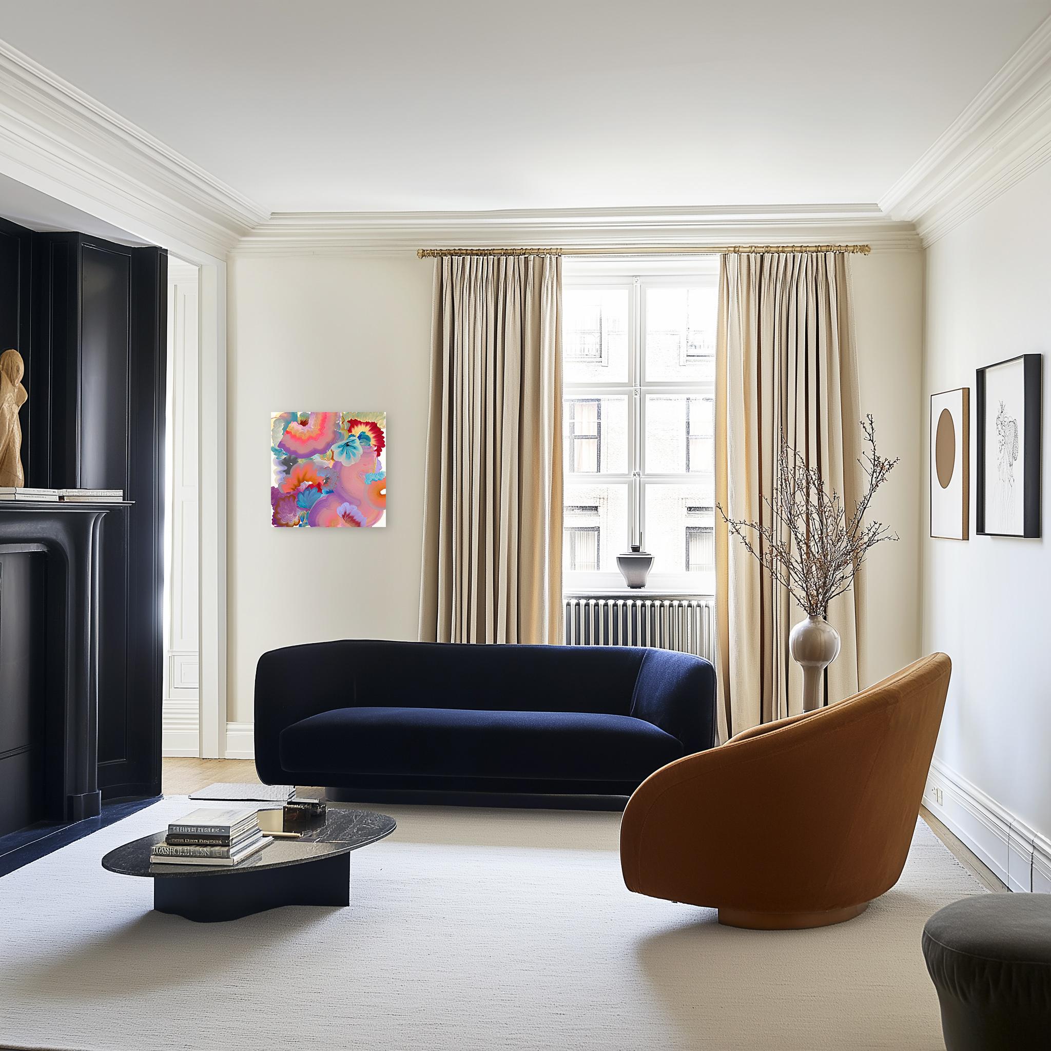 Sweet Dreams - Original farbenfrohe ausdrucksstarke zeitgenössische abstrakte Kunst auf Leinwand (Abstrakt), Mixed Media Art, von Shiri Phillips