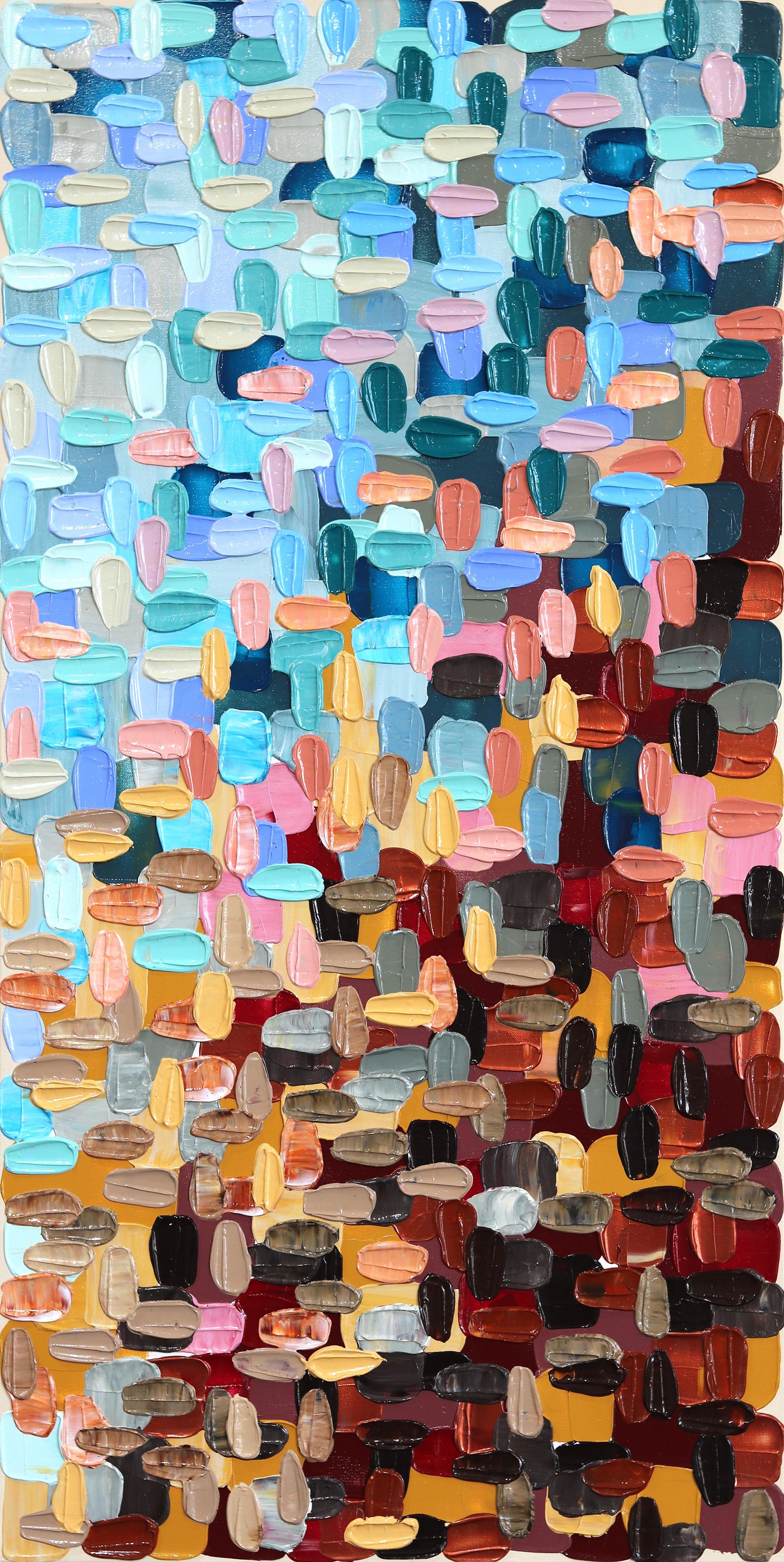 Die Hügel – Impasto Dicke Farbe Großes farbenfrohes abstraktes Gemälde