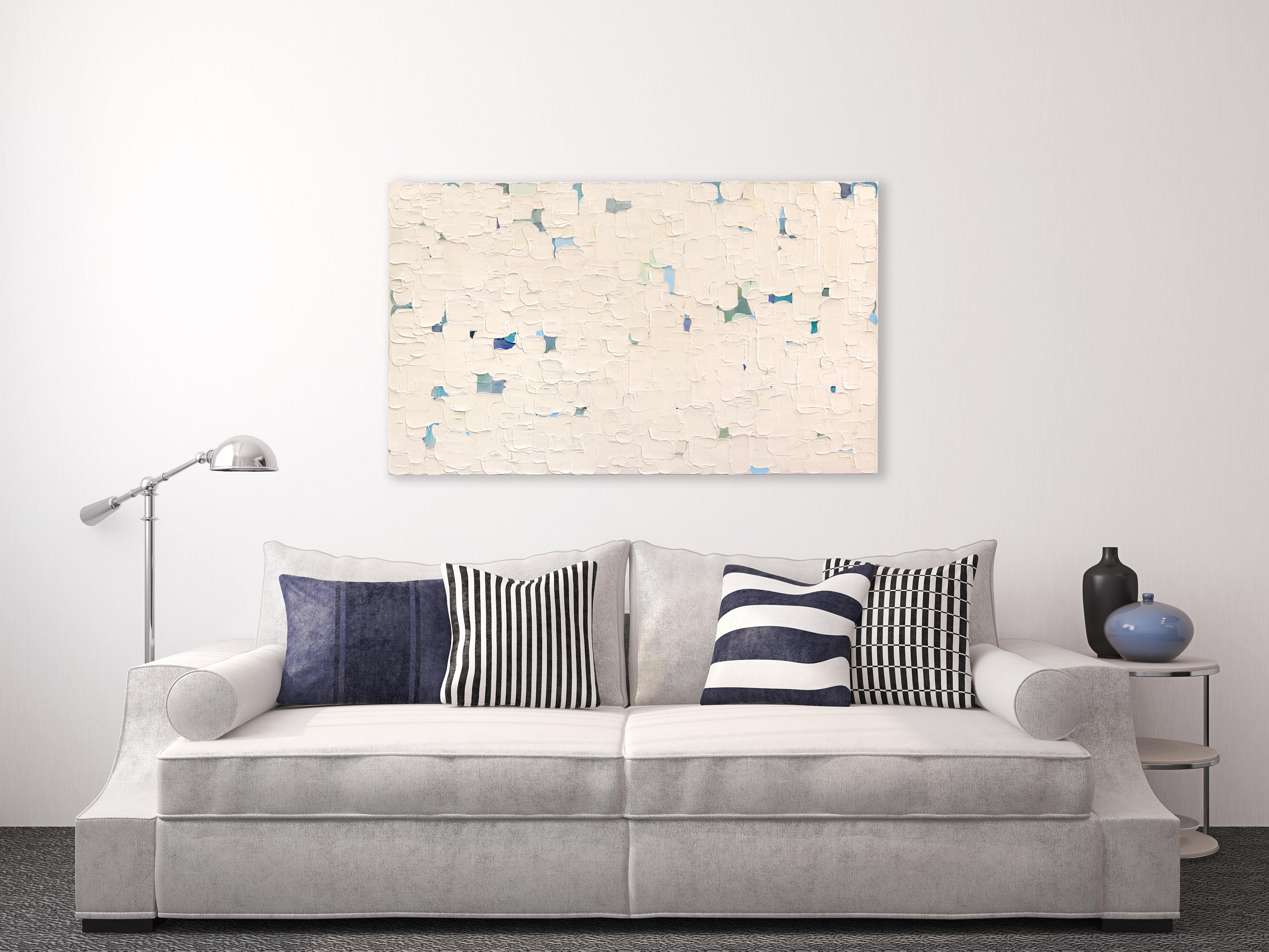 El Kotel - Gran Pintura Abstracta Verde Azul Impasto Pintura Gruesa en venta 1