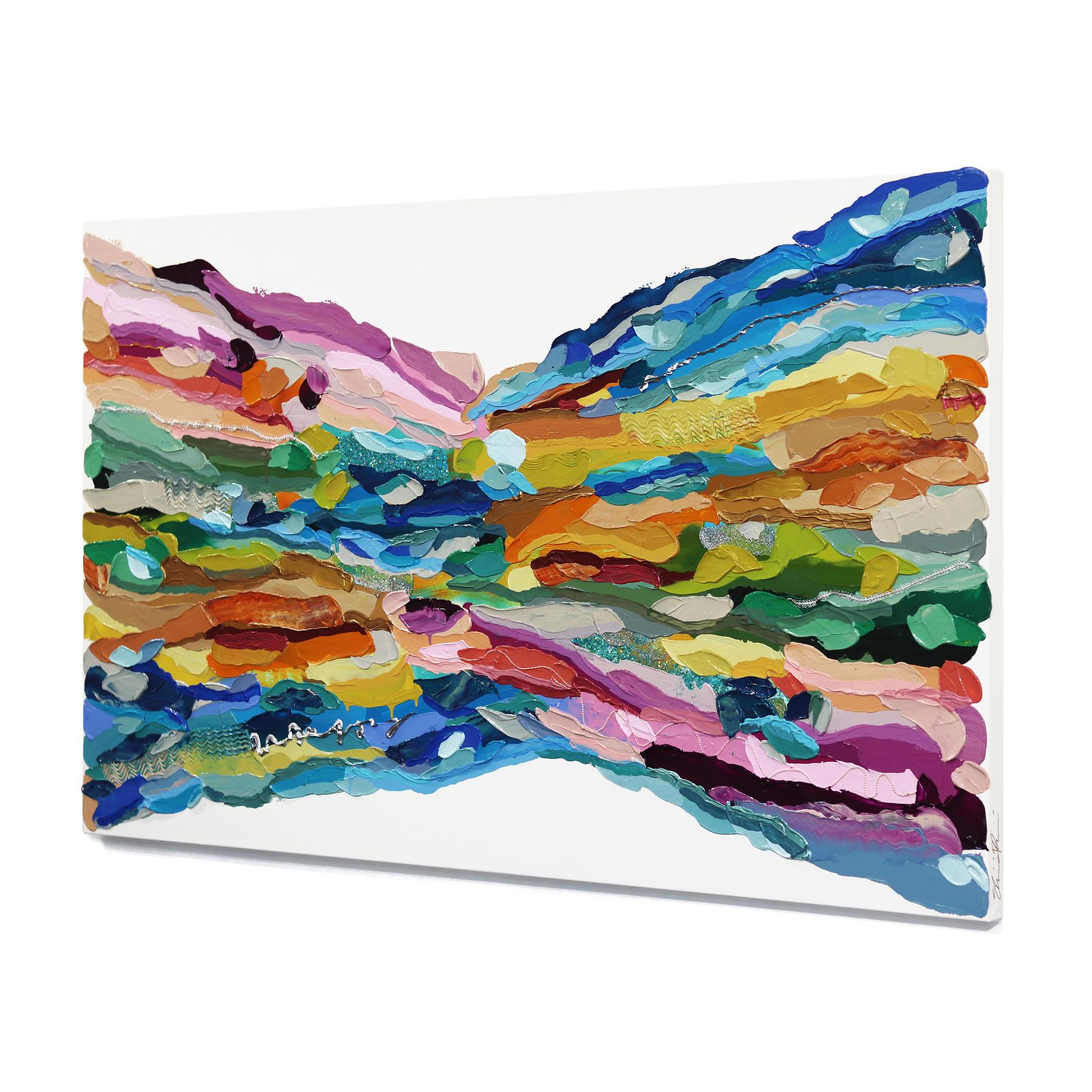 La signora dipinta - Grande pittura astratta colorata ad impasto in vendita 1