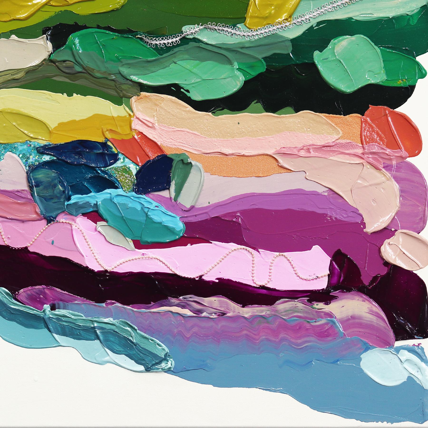 La signora dipinta - Grande pittura astratta colorata ad impasto in vendita 5