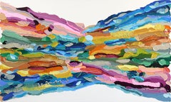 La signora dipinta - Grande pittura astratta colorata ad impasto