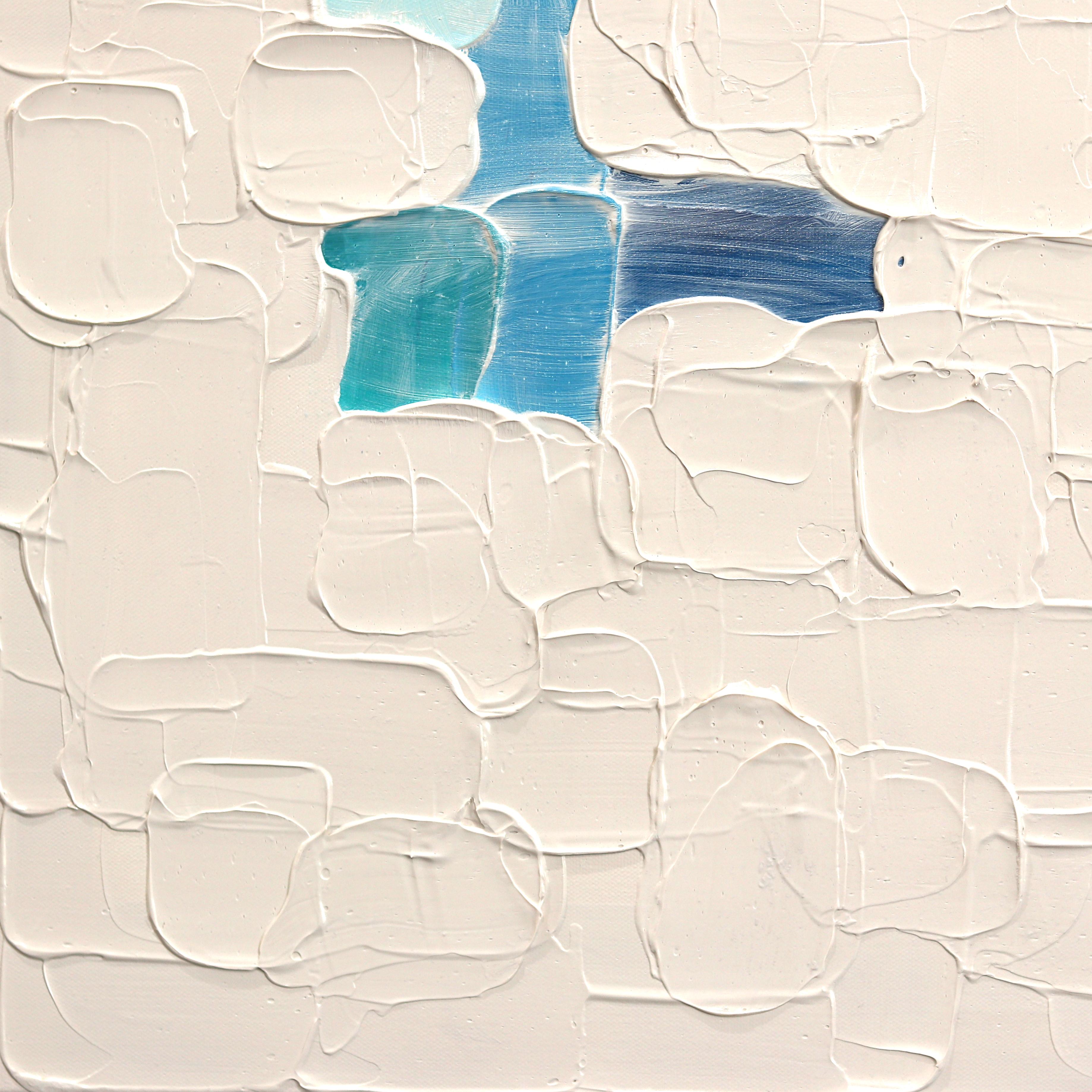 The Tide - Impasto Inspired Textural Blue Accented Thick Paint Abstract Artwork For Sale 3