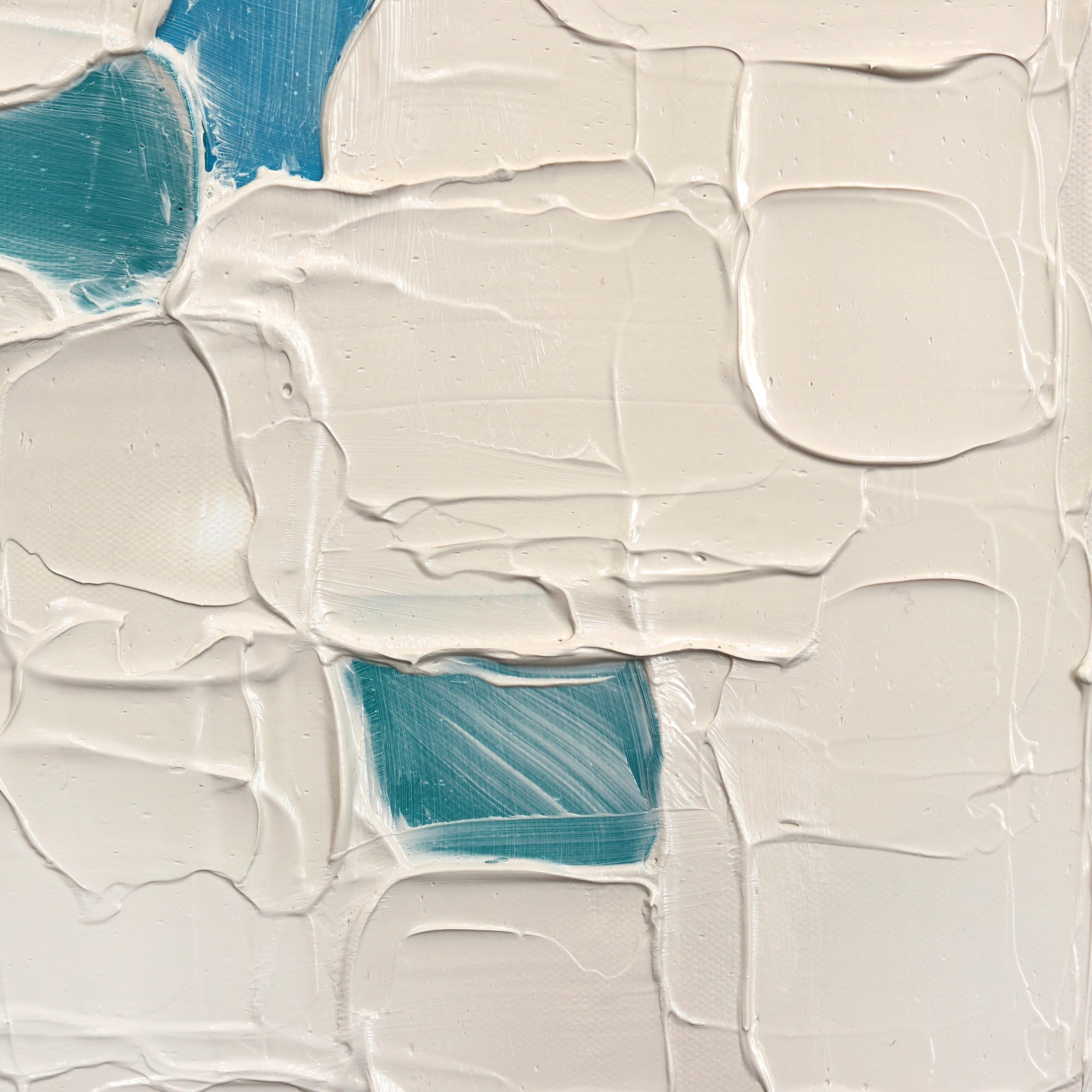 The Tide - Impasto Inspired Textural Blue Accented Thick Paint Abstract Artwork For Sale 5