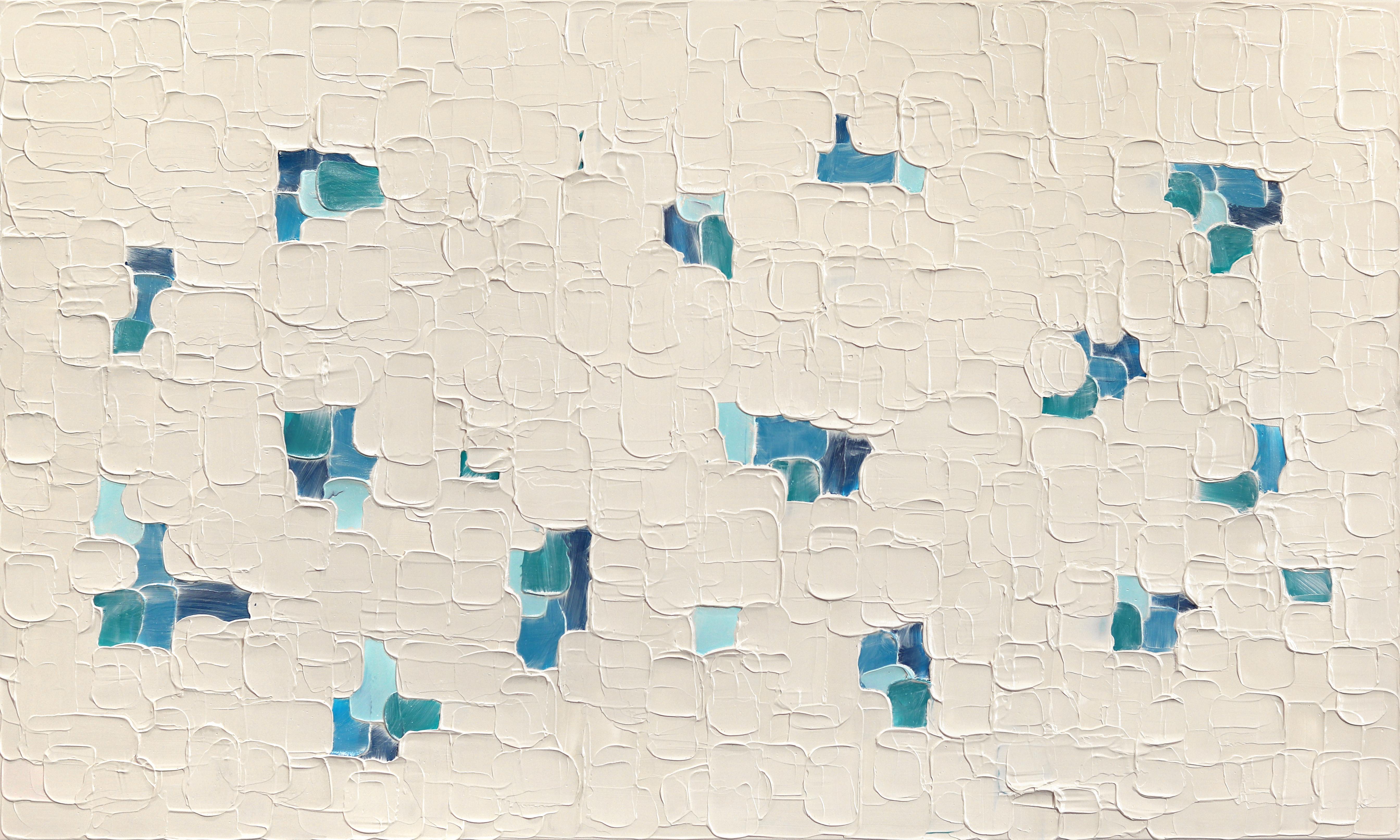 The Tide - Impasto Inspired Textural Blue Accented Thick Paint Abstract Artwork - Mixed Media Art by Shiri Phillips