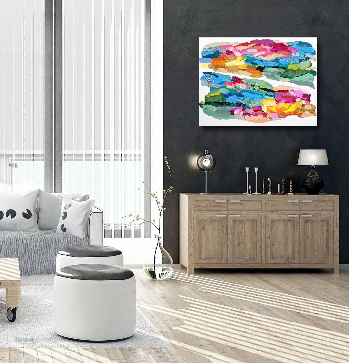 Esto es Arriba - Impasto Pintura Gruesa Pintura Abstracta Colorida - Painting de Shiri Phillips