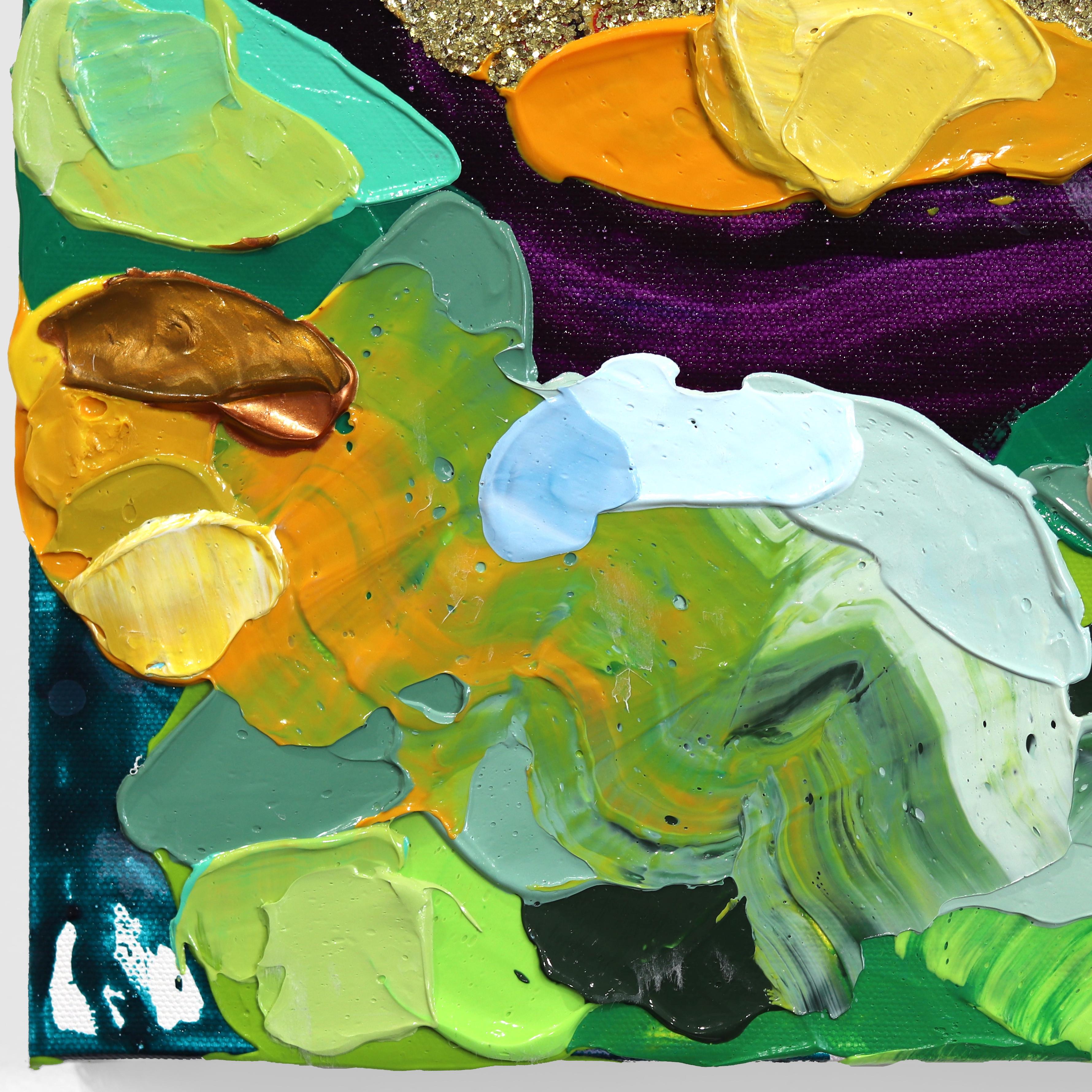 Ces courbes - Impasto Peinture abstraite colorée en vente 4