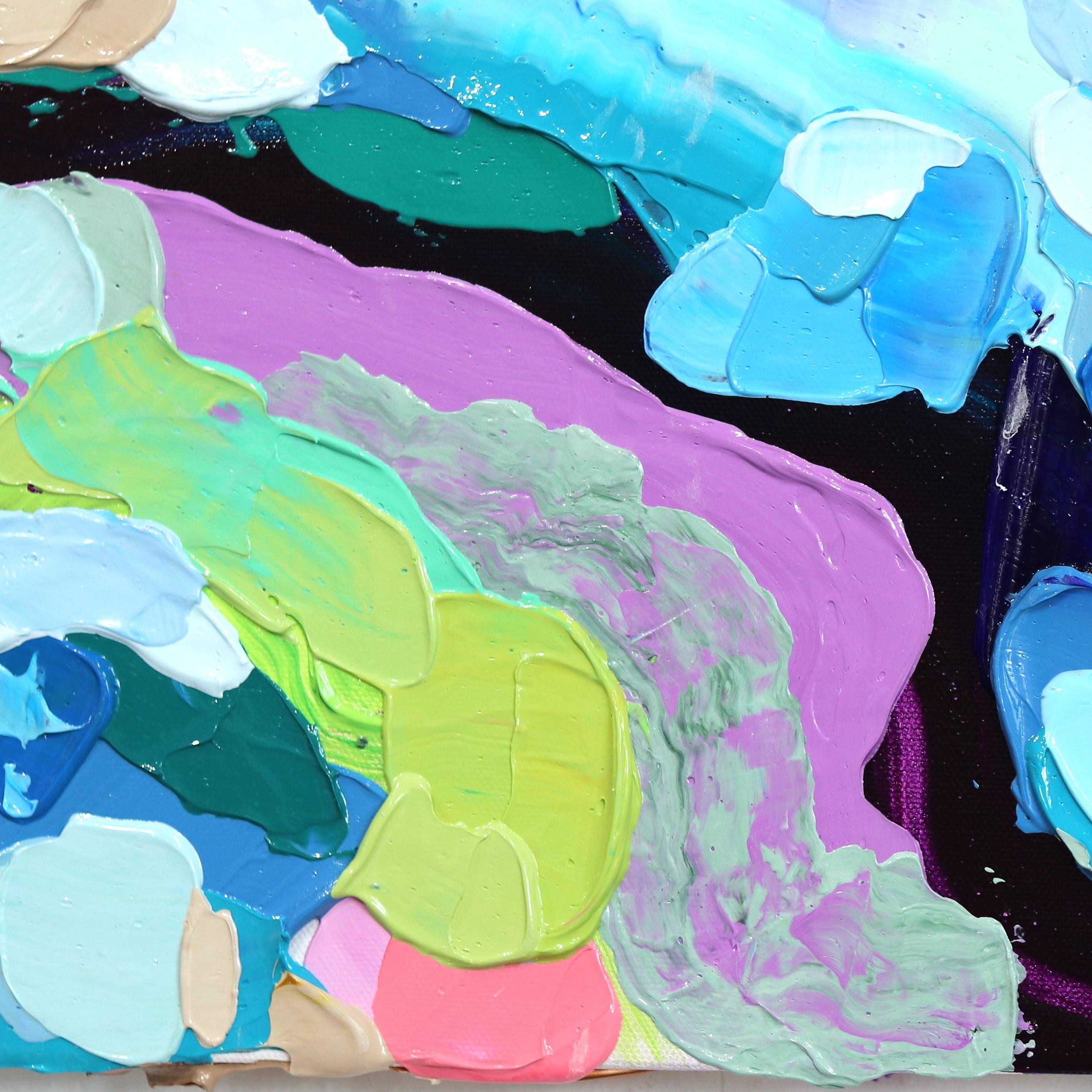 Ces courbes - Impasto Peinture abstraite colorée en vente 6