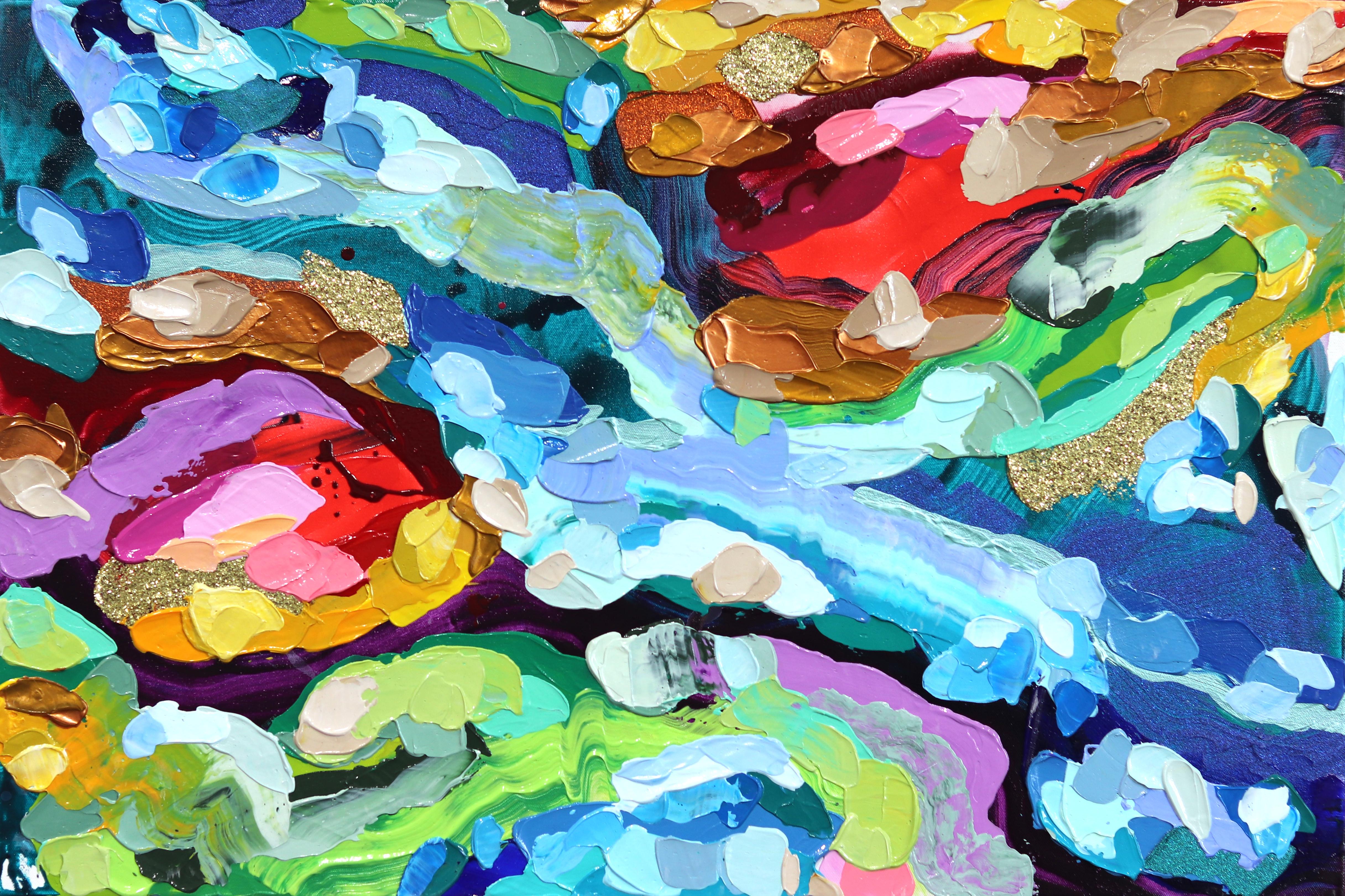 Ces courbes - Impasto Peinture abstraite colorée - Art de Shiri Phillips