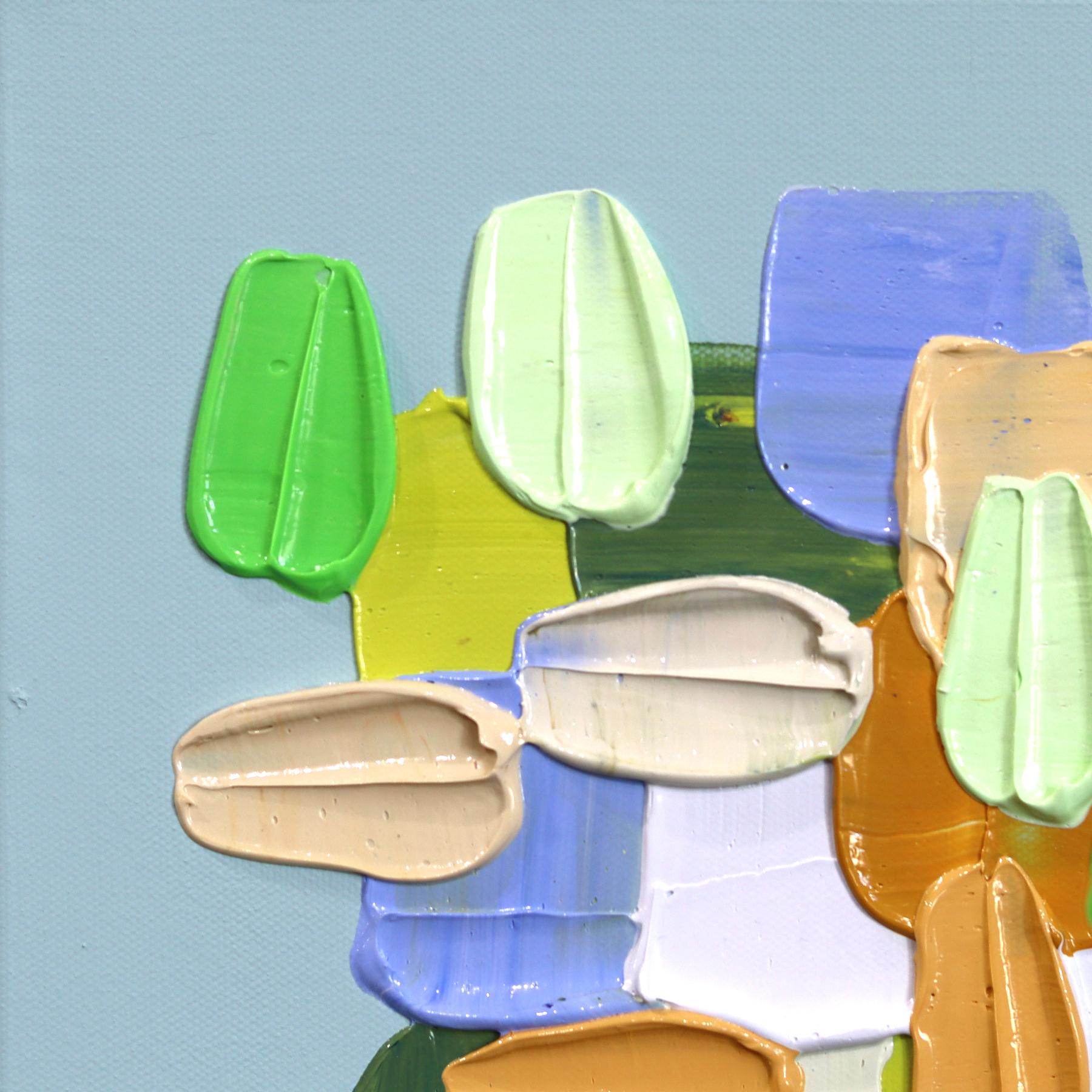 Thread - Impasto Farbe durchtränkt texturale dicke Acrylfarbe abstrakte Kunstwerk (Abstrakt), Painting, von Shiri Phillips