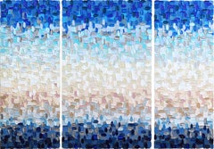 Triptych Sunset - Large Original Impasto Thick Paint Textural Abstract Painting