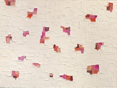 Under - Original Impasto Thick Paint Beige Red Pink Textural Abstract Painting