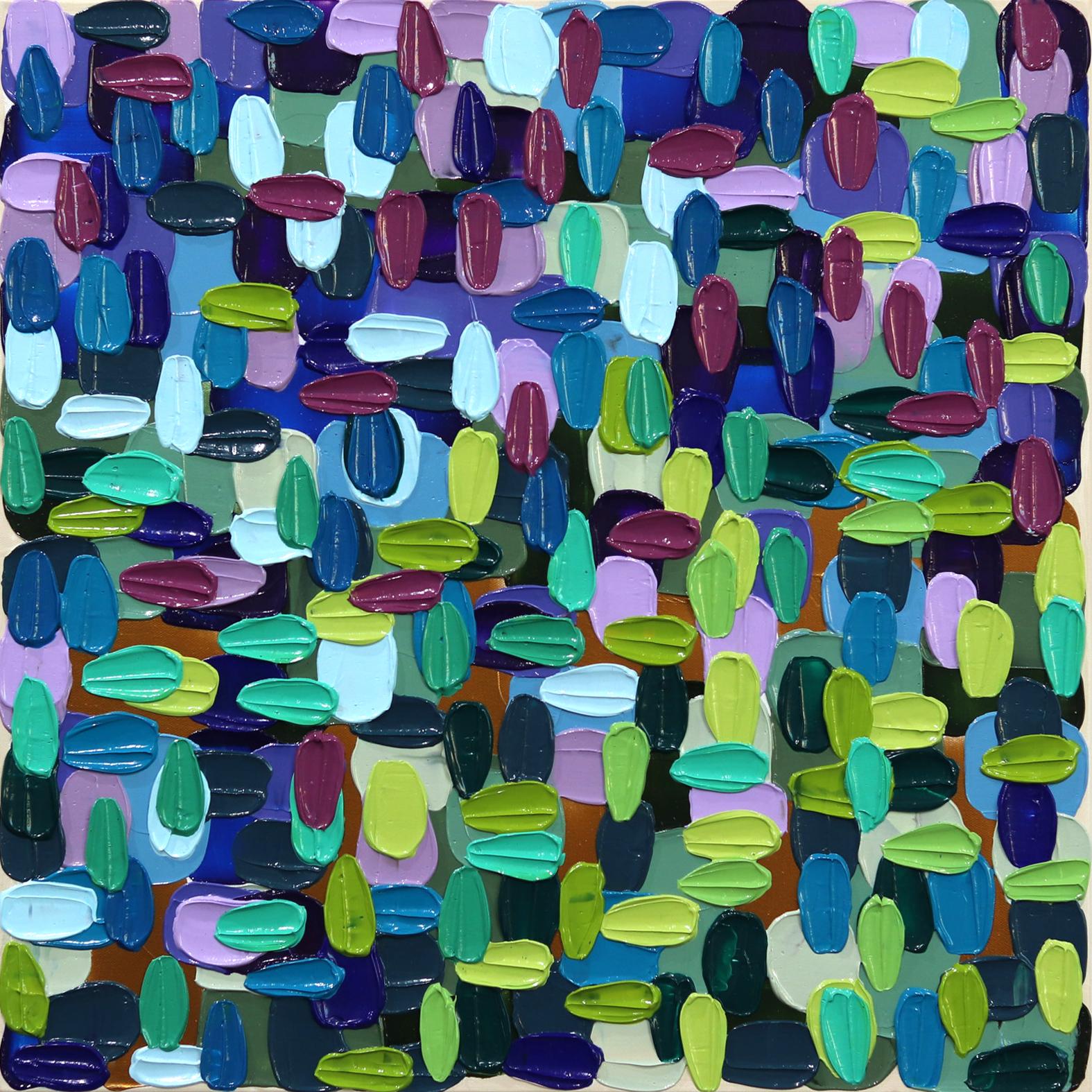 Abstract Painting Shiri Phillips - "Water Lily" - Peinture épaisse et abstraite colorée