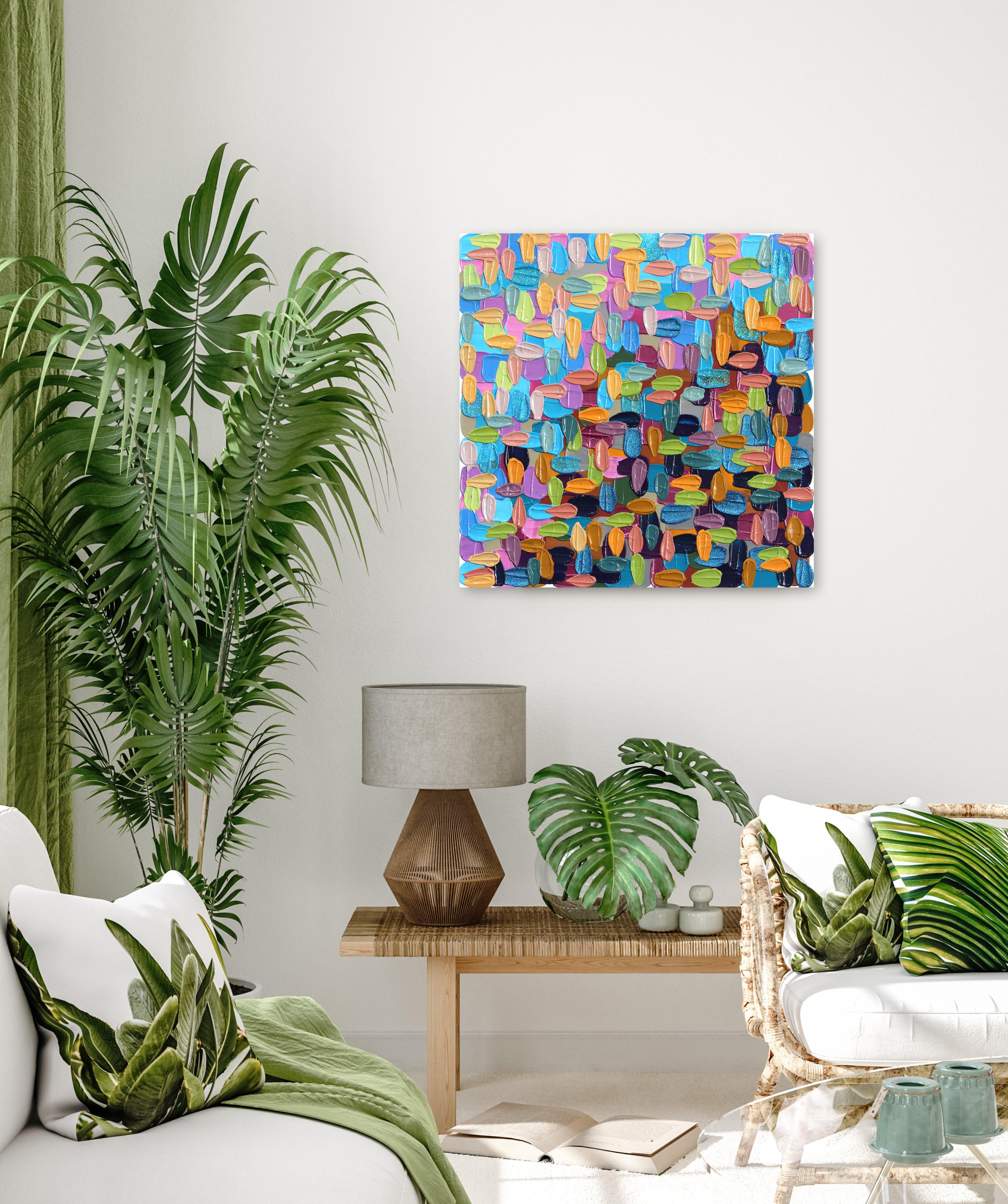 Onda - Impasto Colorato Pittura astratta di spessore - Painting di Shiri Phillips