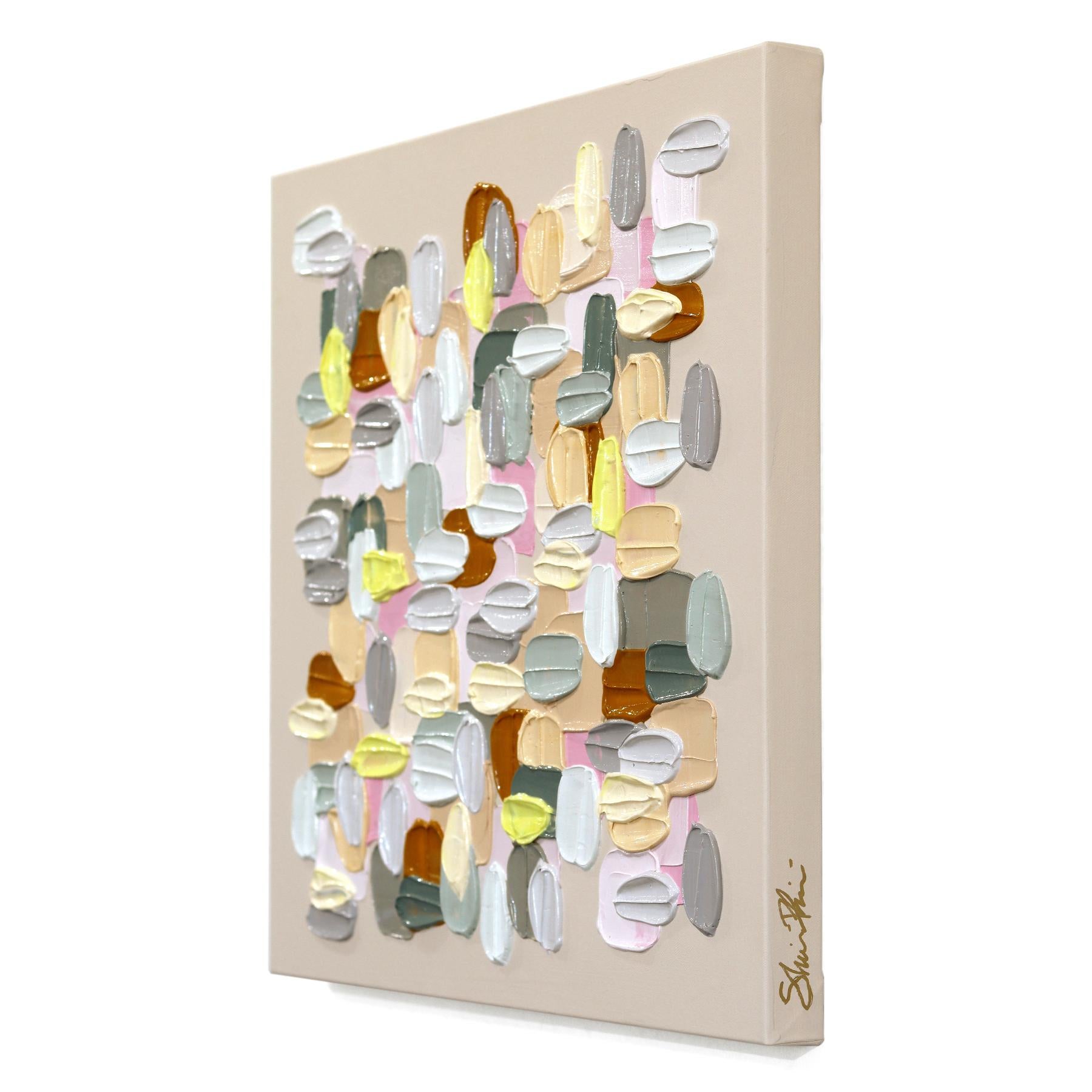 Where Edges Blur - Impasto Inspired Textural Acrylic Paint Abstract Artwork (Beige), Abstract Painting, von Shiri Phillips