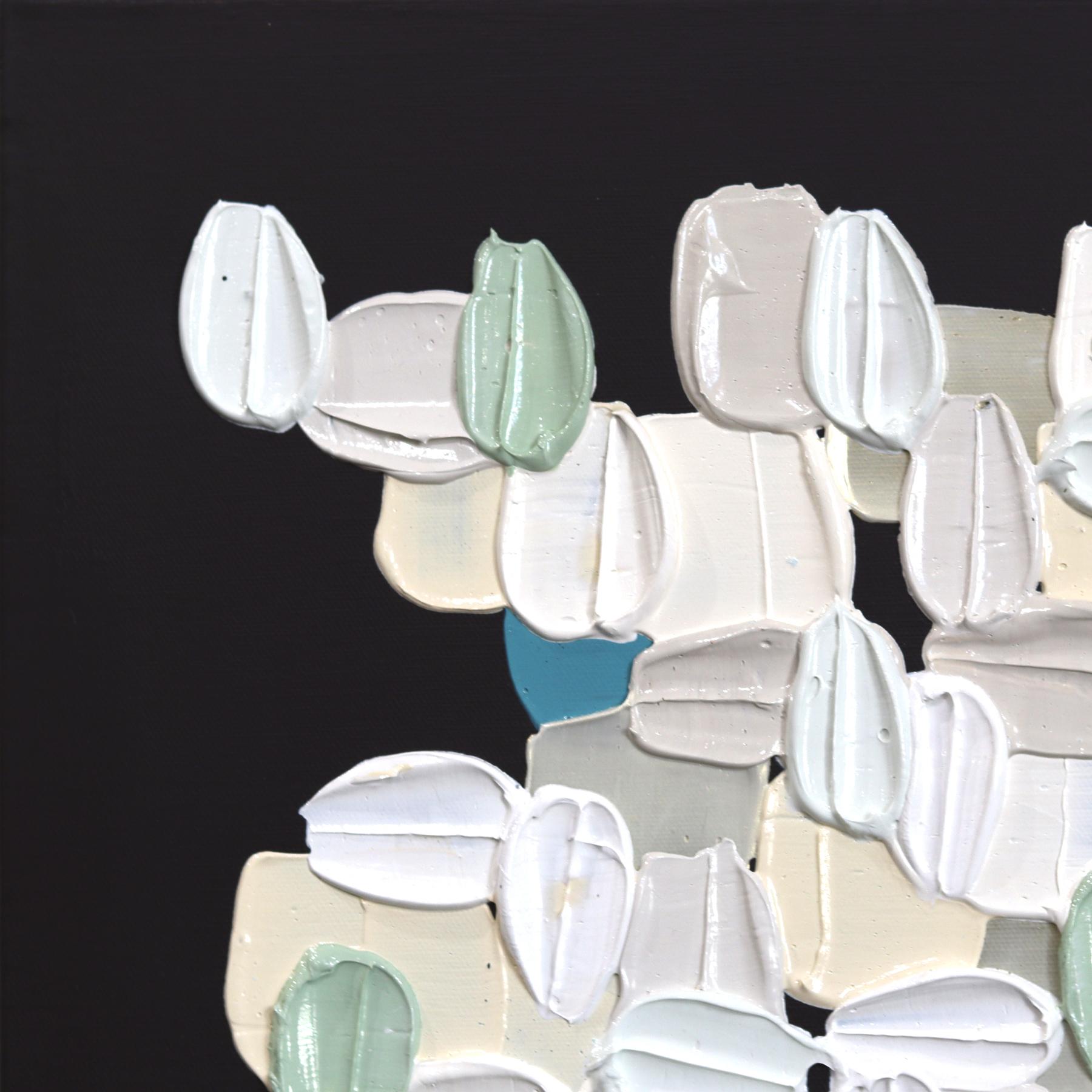 Weiß auf Schwarz - Impasto inspiriert Textur dicke Acrylfarbe abstrakte Kunstwerk (Abstrakt), Painting, von Shiri Phillips