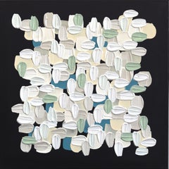 Weiß auf Schwarz - Impasto inspiriert Textur dicke Acrylfarbe abstrakte Kunstwerk