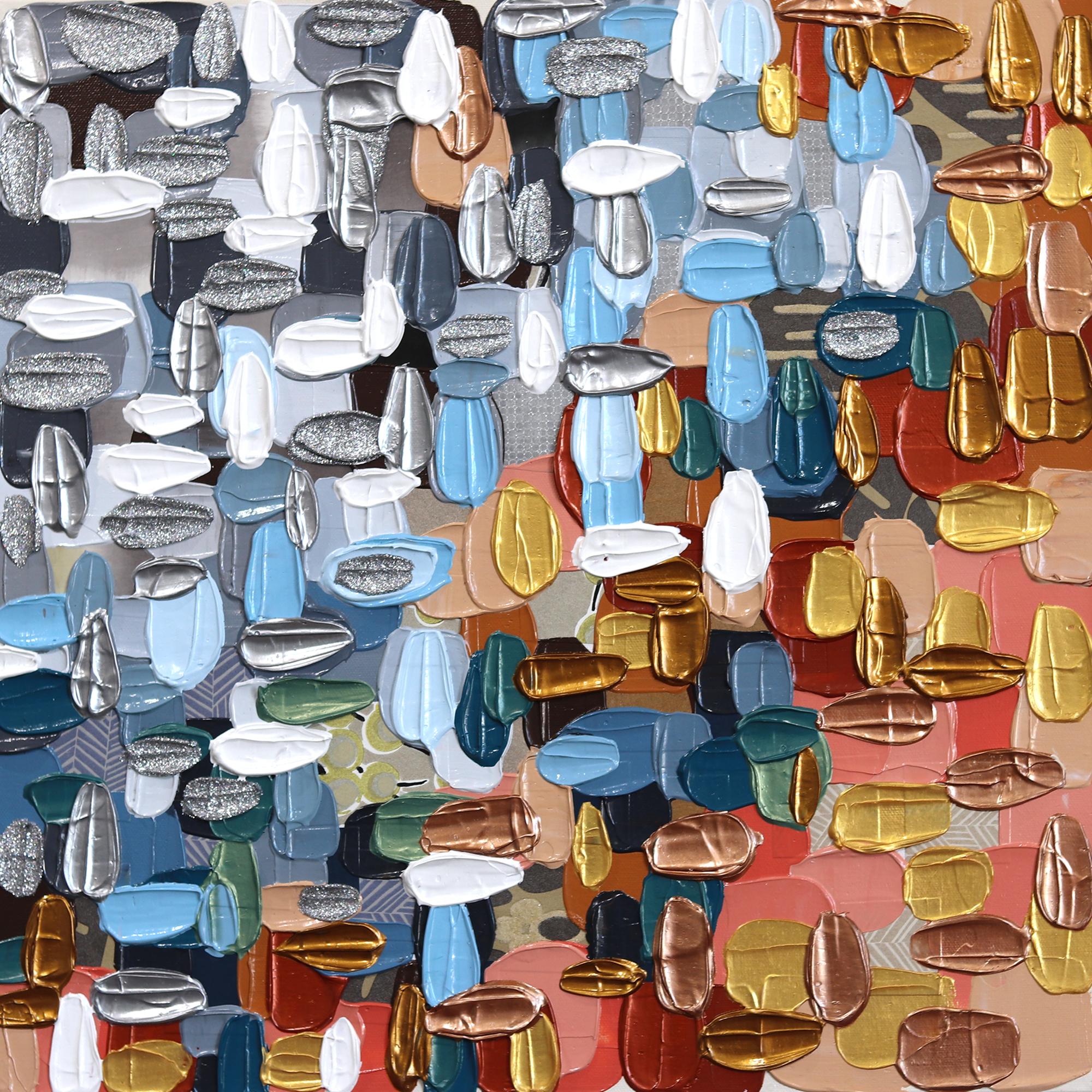 "Hiver  - Peinture épaisse colorée abstraite à la peinture imprimée - Art de Shiri Phillips