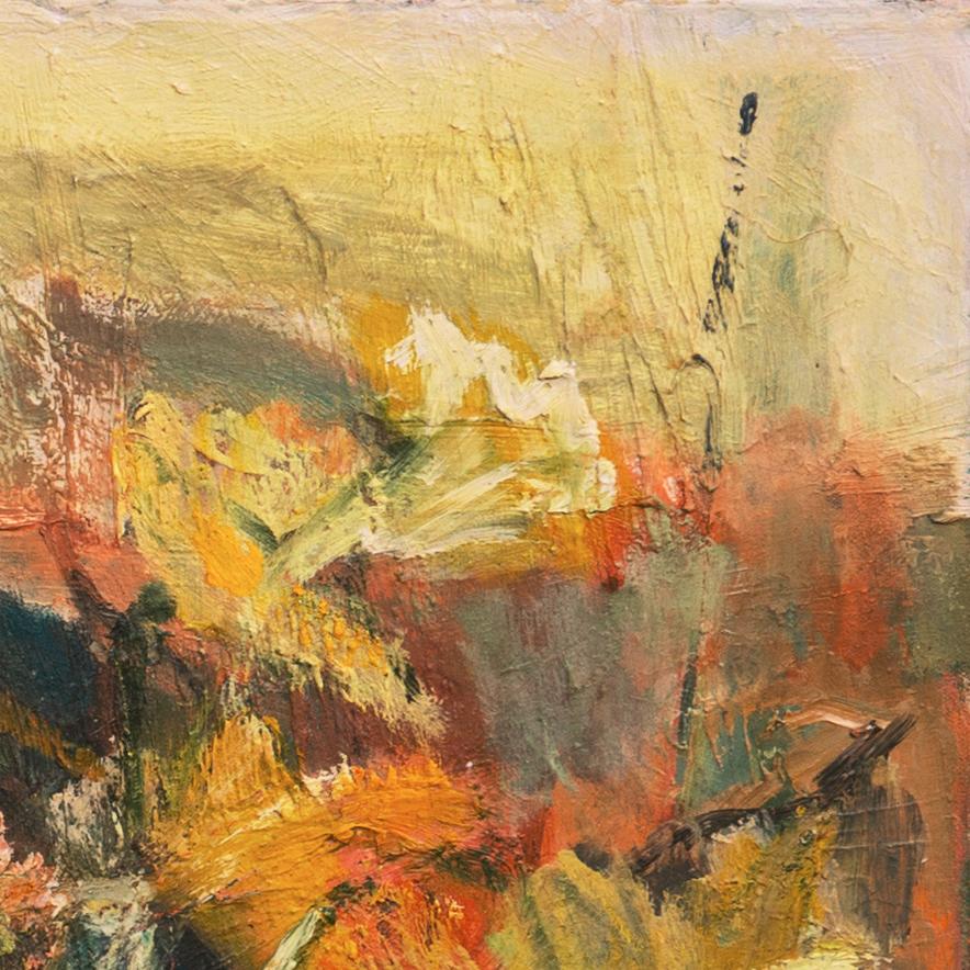 Signed center left, 'S. Calpestri' for Shirley Calpestri (American, 1915-2002) and painted circa 1965; additionally signed, verso, on canvas with artist label. 

Shirley Calpestri first studied at the California College of Arts and Crafts and,