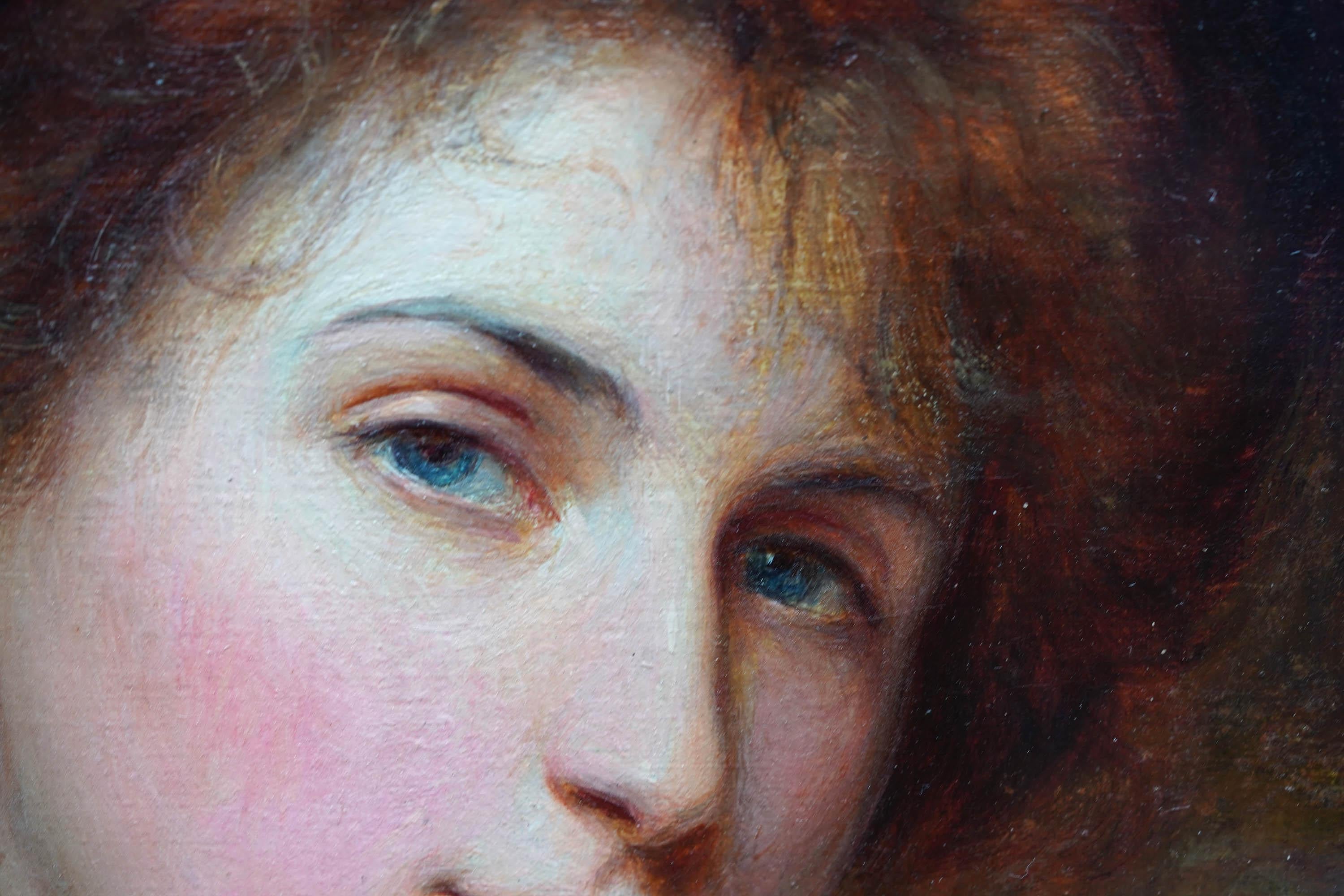 Ritratto di signora con cappello nero - Quadro ad olio di arte edoardiana britannica in vendita 5