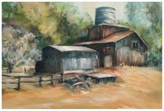 "Lazy Day in the Country" - Mid Century Pastoral Farm Landscape w Barn