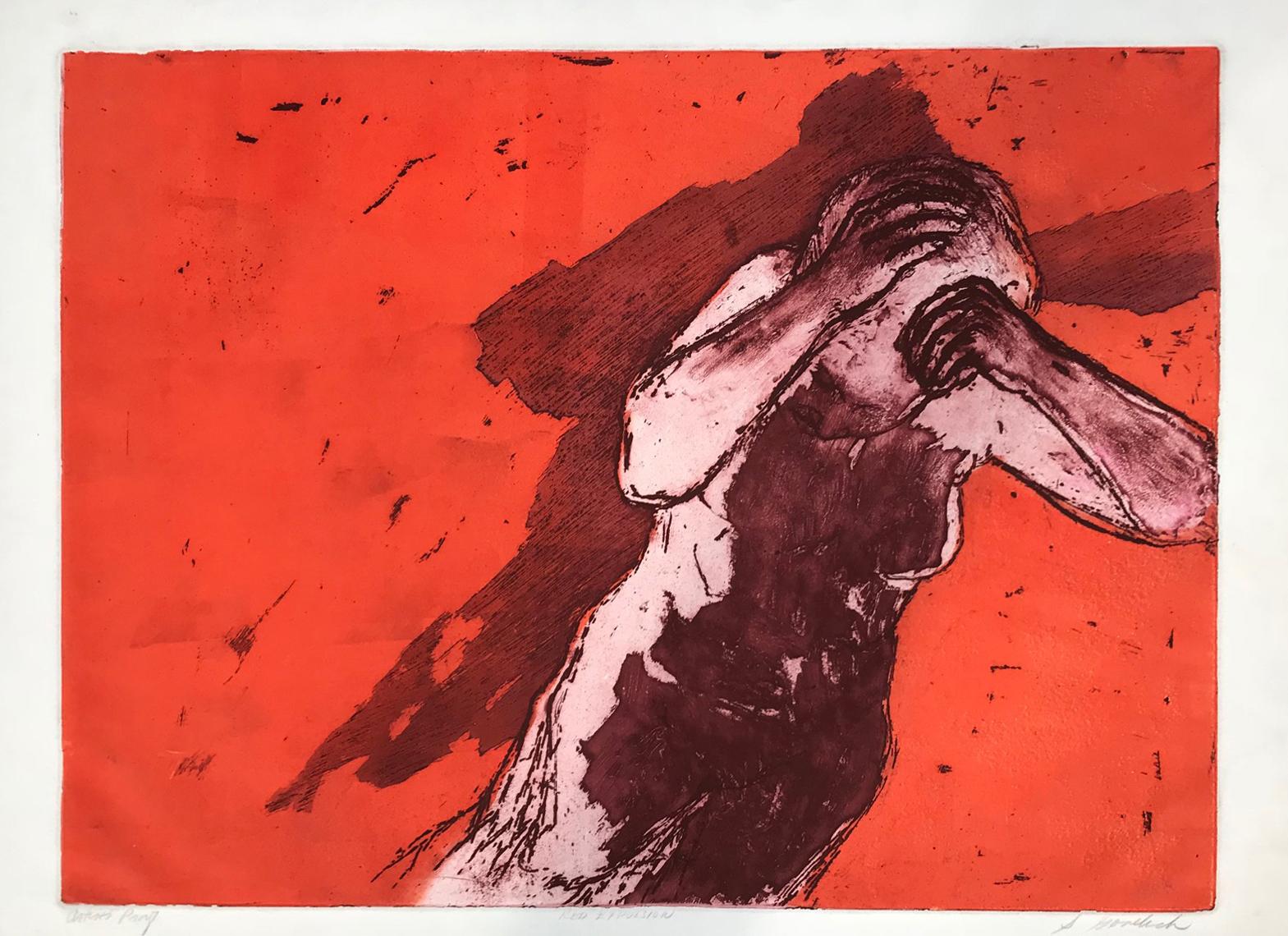 Shirley Gorelick Abstract Print - Red Expulsion (Artist Proof)