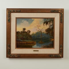 Vintage Tropical Florida Landscape Painting by Shirley Hood Loeffler