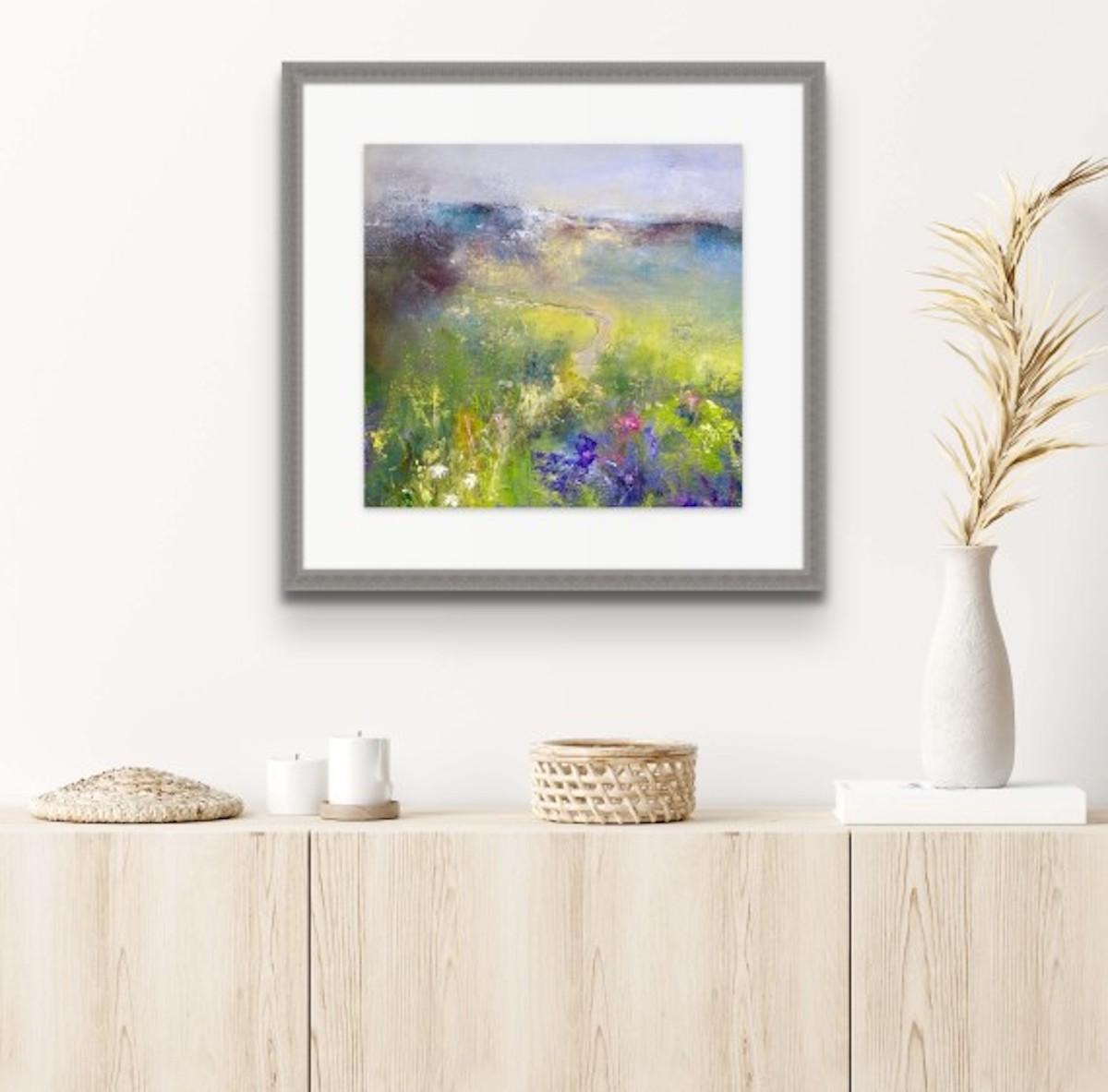 Bright Fields, Limited edition print, landscape print, floral print - Abstract Painting by Shirley Kirkcaldy