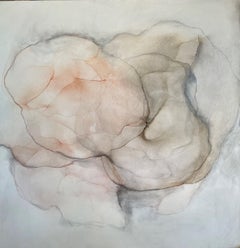 Mystic de Shirley Lewis Grande peinture carrée contemporaine rose sur toile