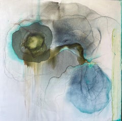 Static by Shirley Lewis Large Square Contemporary Blue Painting on Canvas