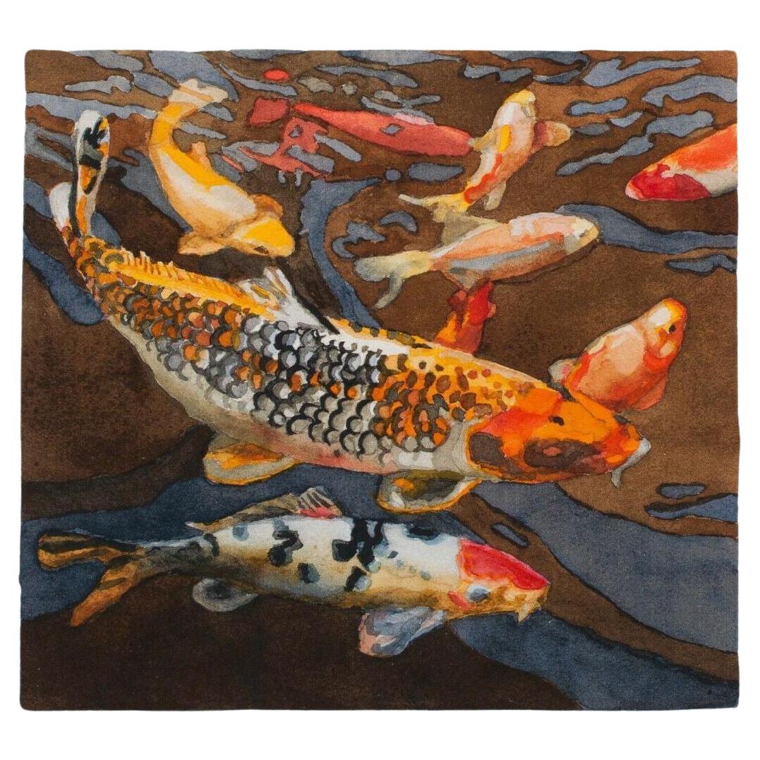 Shirley Pettibone "Koi 6" Nature Watercolor Giclee Print Limited 158 of 200 Sign For Sale