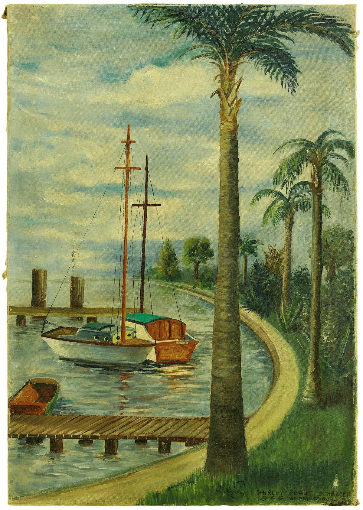Boats in the Harbor - Painting by Shirley Plaut Schaefer