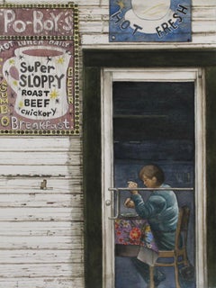 "Elizabeth's" original watercolor, photorealism, building, signs, New Orleans