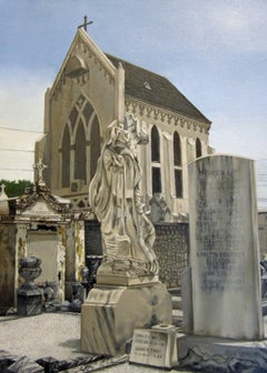 "St. Roch Chapel" New Orleans cemetery, oil painting