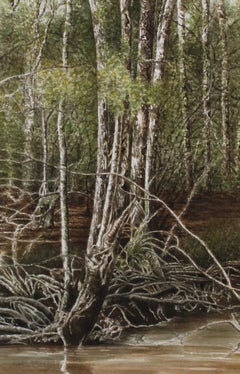 "Swamp Trees" original watercolor, trees, forest, photorealism, hyperrealism