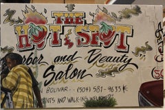 "The Hot Spot" original oil painting, New Orleans cityscape, signs, photorealism