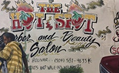 "The Hot Spot" original oil painting, New Orleans cityscape, signs, photorealism