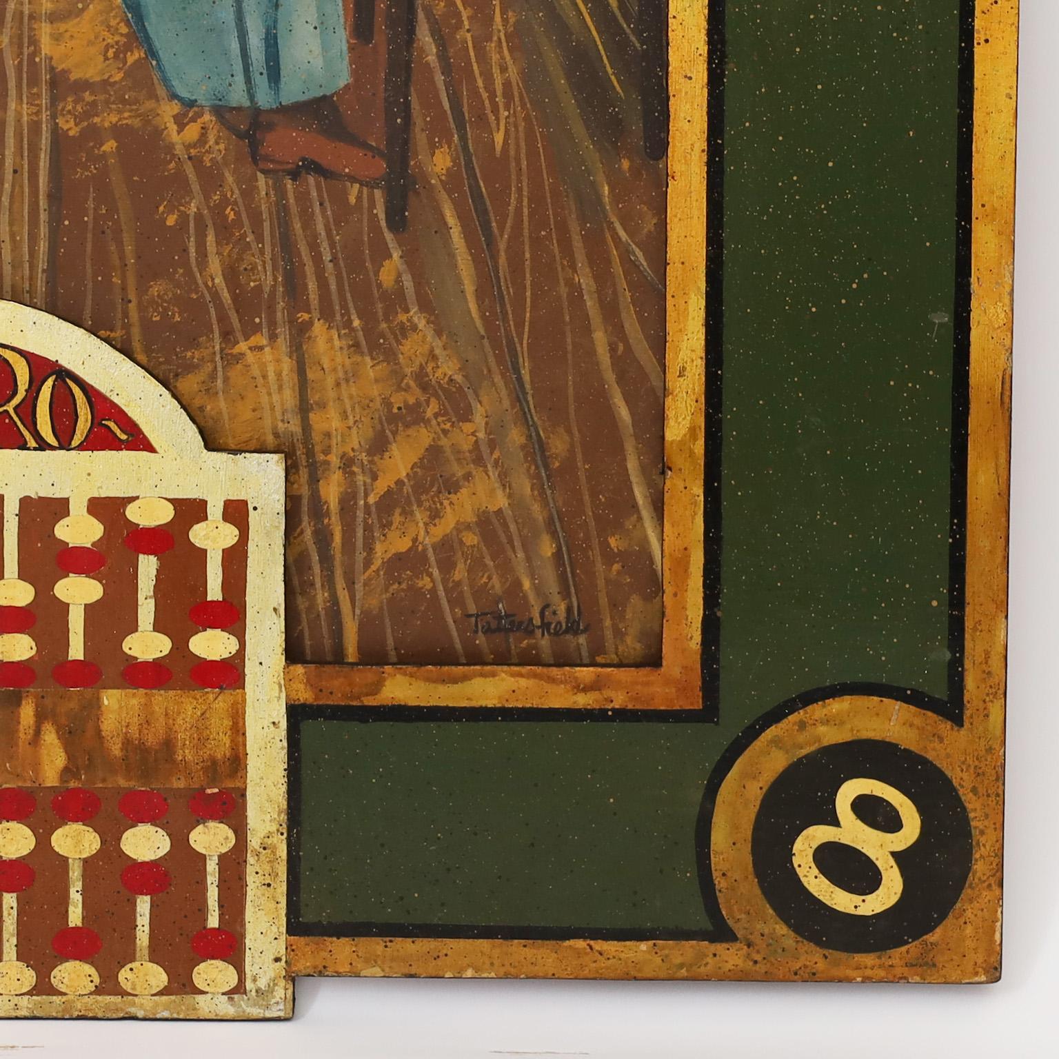 Two Acrylic Paintings on Board of a Cabaret Dancer and Poker Player For Sale 10