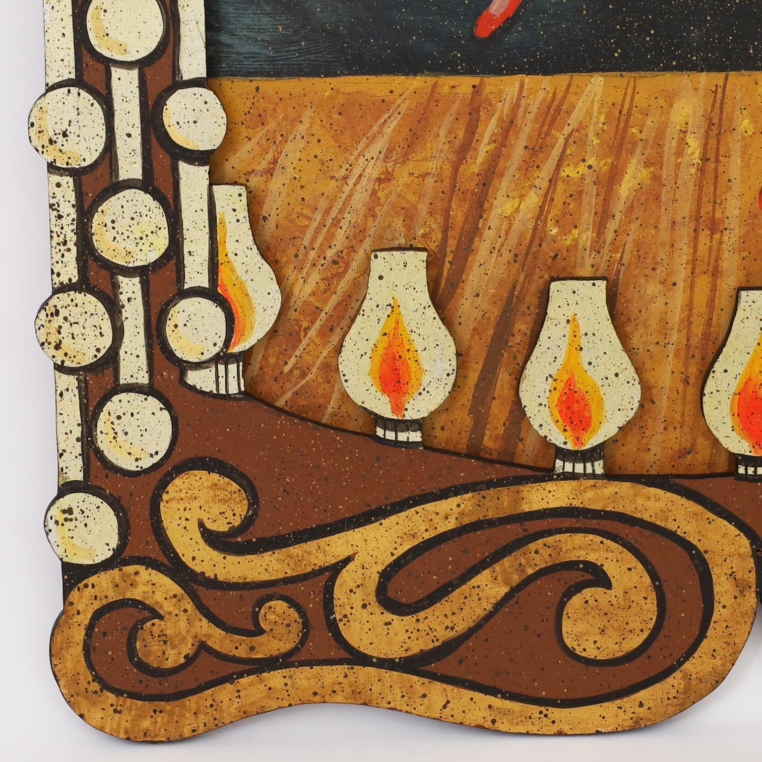 Two Acrylic Paintings on Board of a Cabaret Dancer and Poker Player For Sale 2