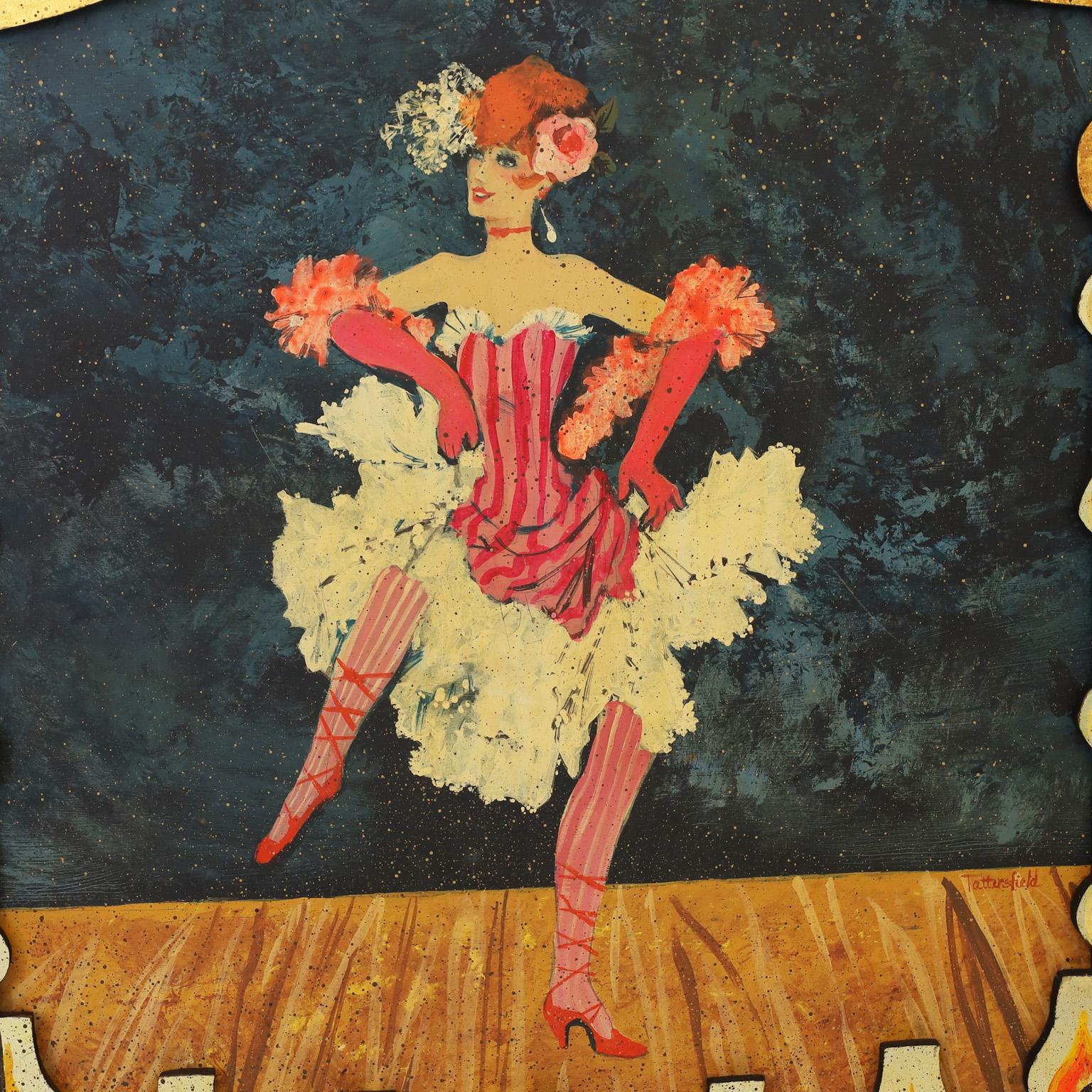 Two Acrylic Paintings on Board of a Cabaret Dancer and Poker Player For Sale 4