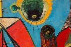 Abstract Tree Oil Painting by Shiro Ikegawa, 1960's