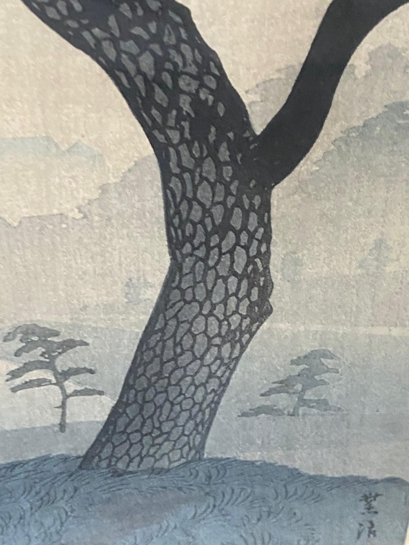 Shiro Kasamatsu Signed Japanese Woodblock Print Spring Rain at Kinokuni Mound For Sale 5