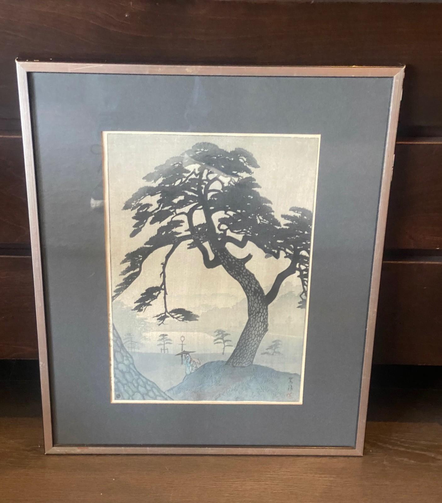A wonderfully composed and quite engaging woodblock print by renowned Japanese artist/printmaker Shiro Kasamatsu (笠松 紫浪, 1898-1991) titled 
