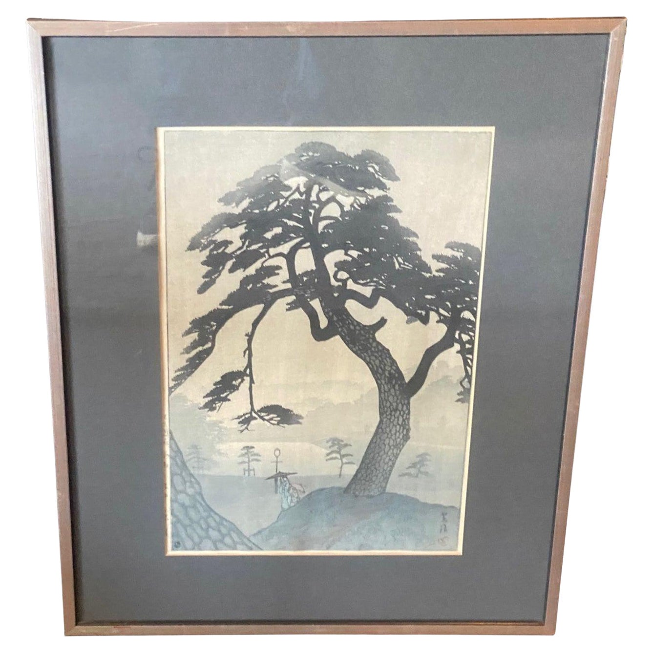 Shiro Kasamatsu Signierter Japanischer Farbholzschnitt Frühlingsregen am Kinokuni-Hügel