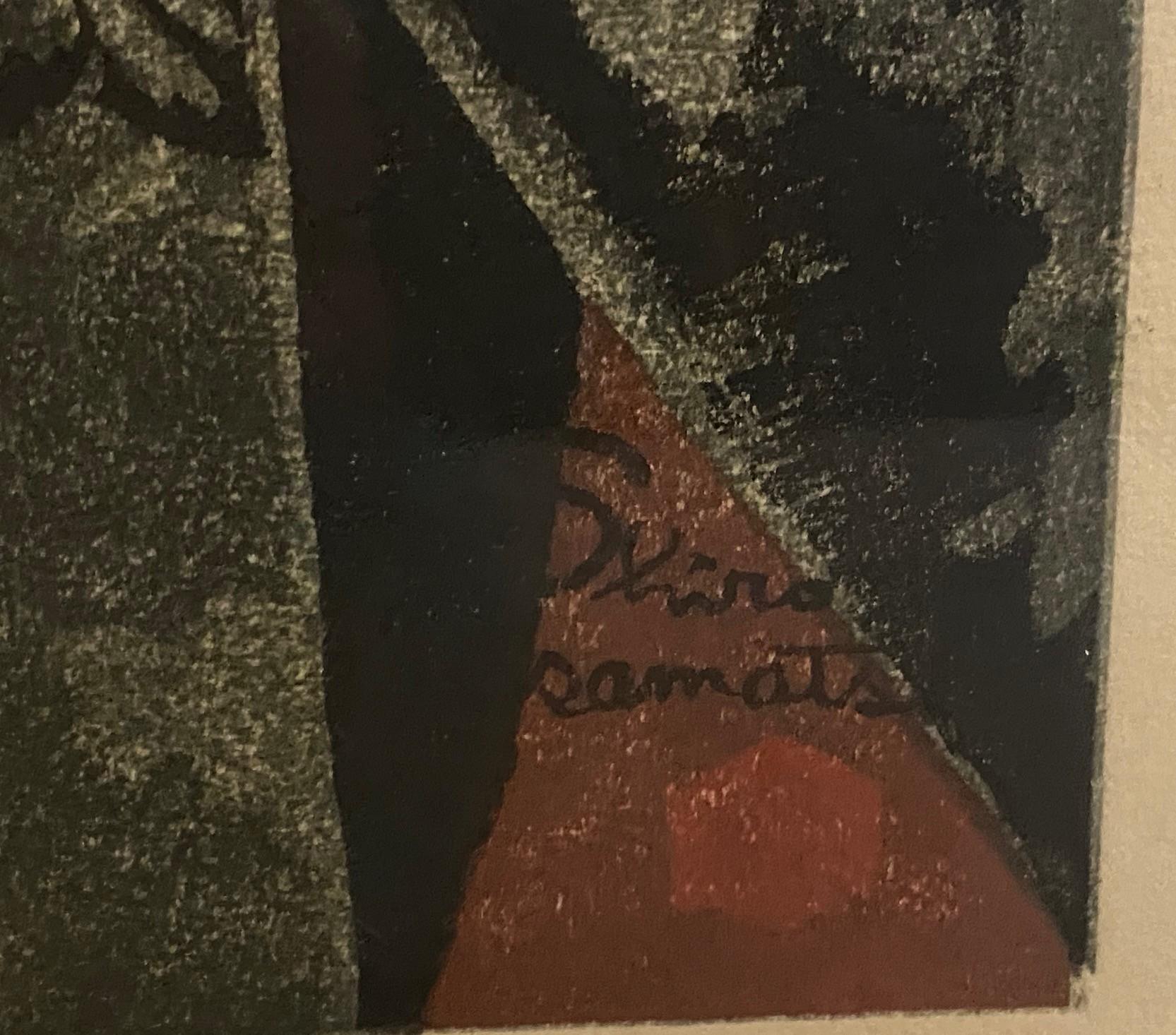 Shiro Kasamatsu Impresión xilográfica japonesa firmada Deidad de tres cabezas Templo de Ashura en venta 9