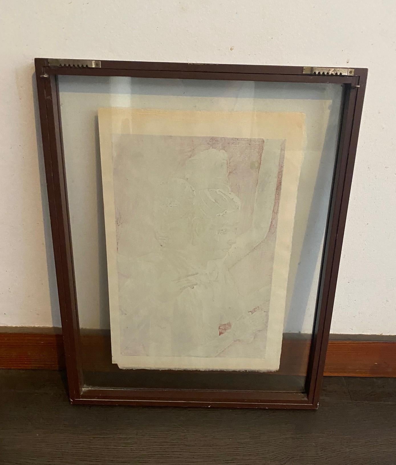 Shiro Kasamatsu Impresión xilográfica japonesa firmada Deidad de tres cabezas Templo de Ashura en venta 10